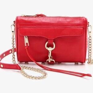 REBECCA MINKOFF Leather Mimi Mac convertible Crossbody bag. Color Red